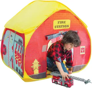 | Firestation Tent with Streetmap Playmat Playhouse | Fun2Give | Front & Back Doors, Spacious Interior, Pretend Play, Toddlers & Kids Ages 3 