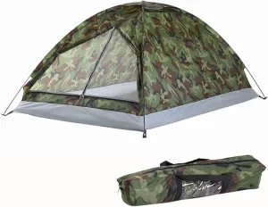 1-2 Person Camping Tent Ultralight Camouflage Garden Sun Shield Outdoor Hiking - with Rain Fly & Carrying Bag & Tent Pole & Stake