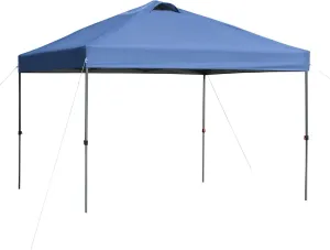 10' x 10' Pop Up Canopy Tent, Instant Sun Shelter with 3 Level Adjustable Height, Top Vents and Wheeled Carry Bag for Outdoor, Garden, Patio, Blue