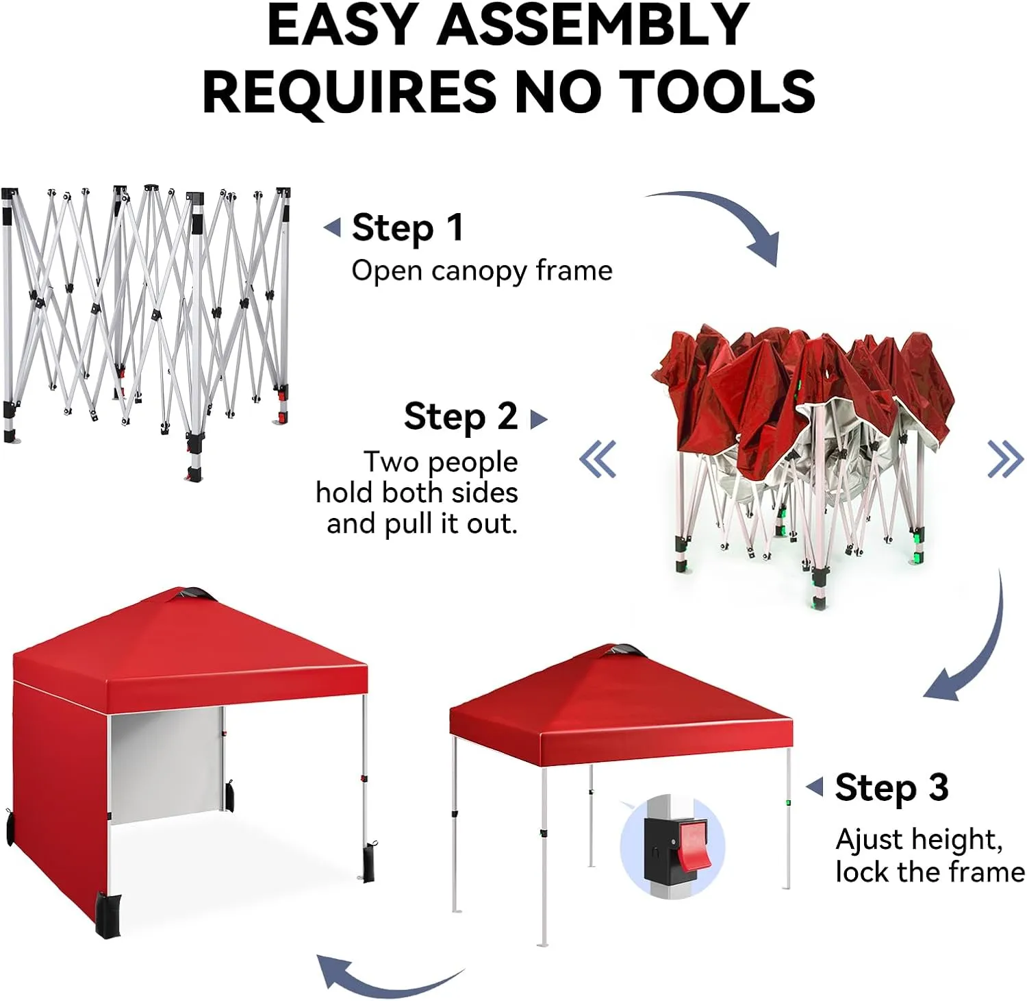 10 x 10 Pop Up Canopy Tent, Portable Beach Tent with 2 Sidewalls and Vented Roof, Outdoor Instant Canopy Tent with Wheeled Carry Bag and Sandbag for Camping Picnic Party, Red