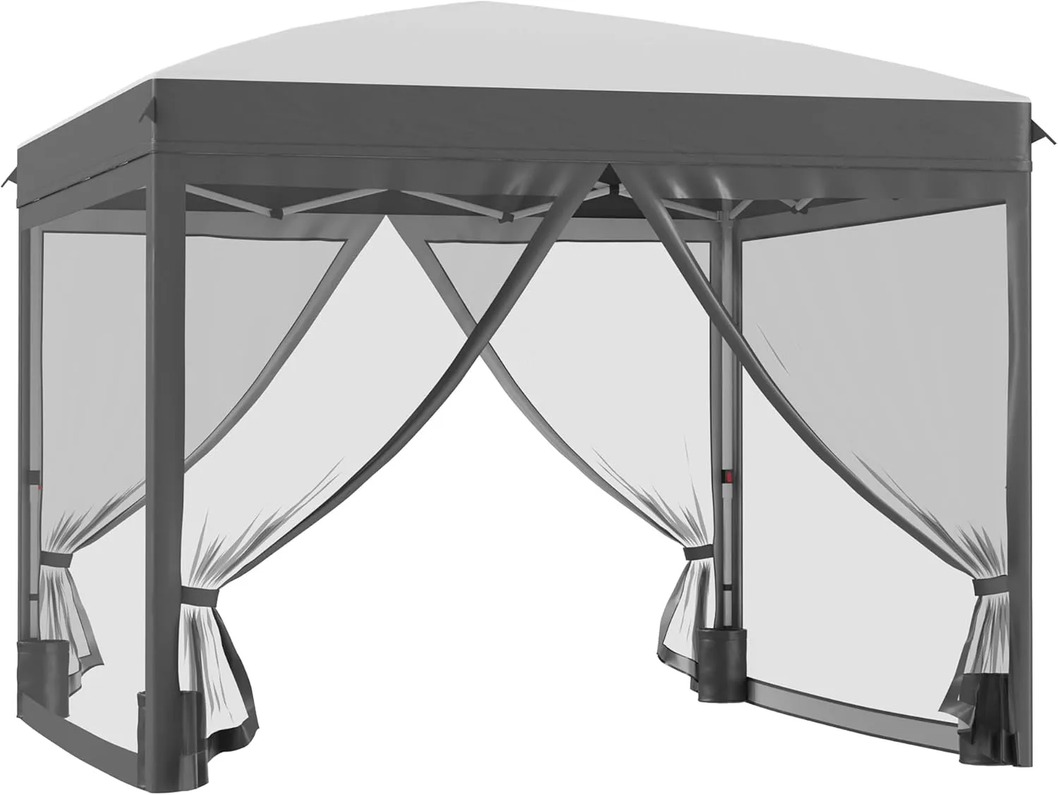 10' x 10' Pop Up Canopy Tent with Netting, Instant Sun Shelter, Tents for Parties, Height Adjustable, with Wheeled Carry Bag and 4 Sand Bags for Outdoor, Garden, Patio, Gray