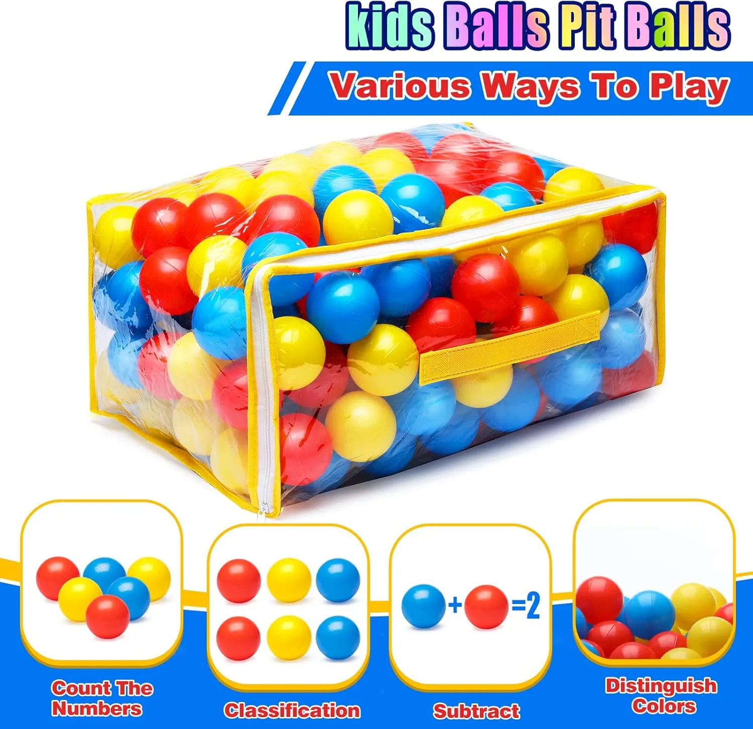 100 Ball Pit Balls for Kids, Plastic Balls for Ball Pit, Play Balls for Toddlers Babies, Ideal for Ball Pit, Kiddies Pool, Indoor Playpen