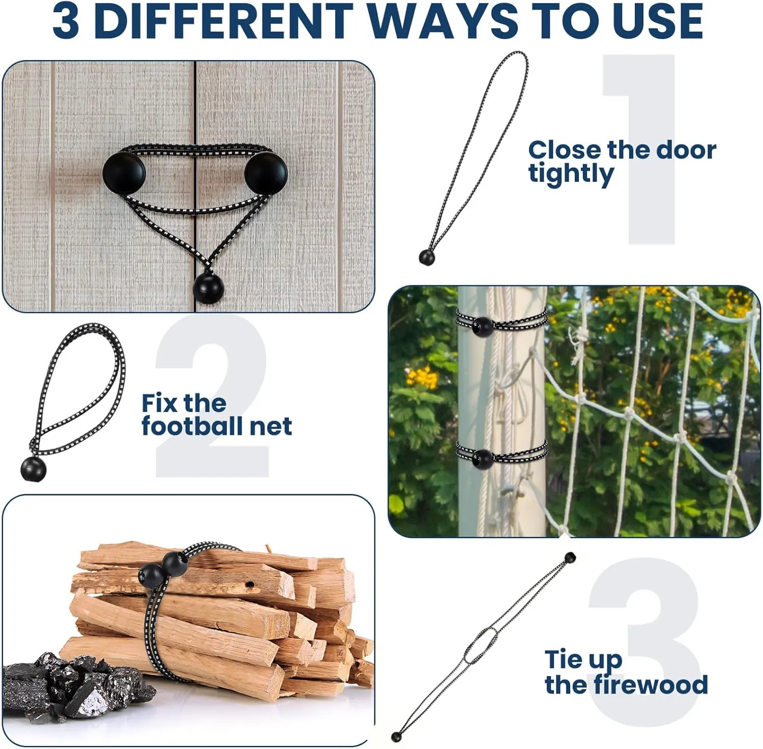 100 Pcs Ball Bungee Cords - 12 Inch Bulk Bungee Balls - Heavy Duty Outdoor/Indoor for Shelter, Camping, Canopy, Cargo Tents, Poles (Black and White)
