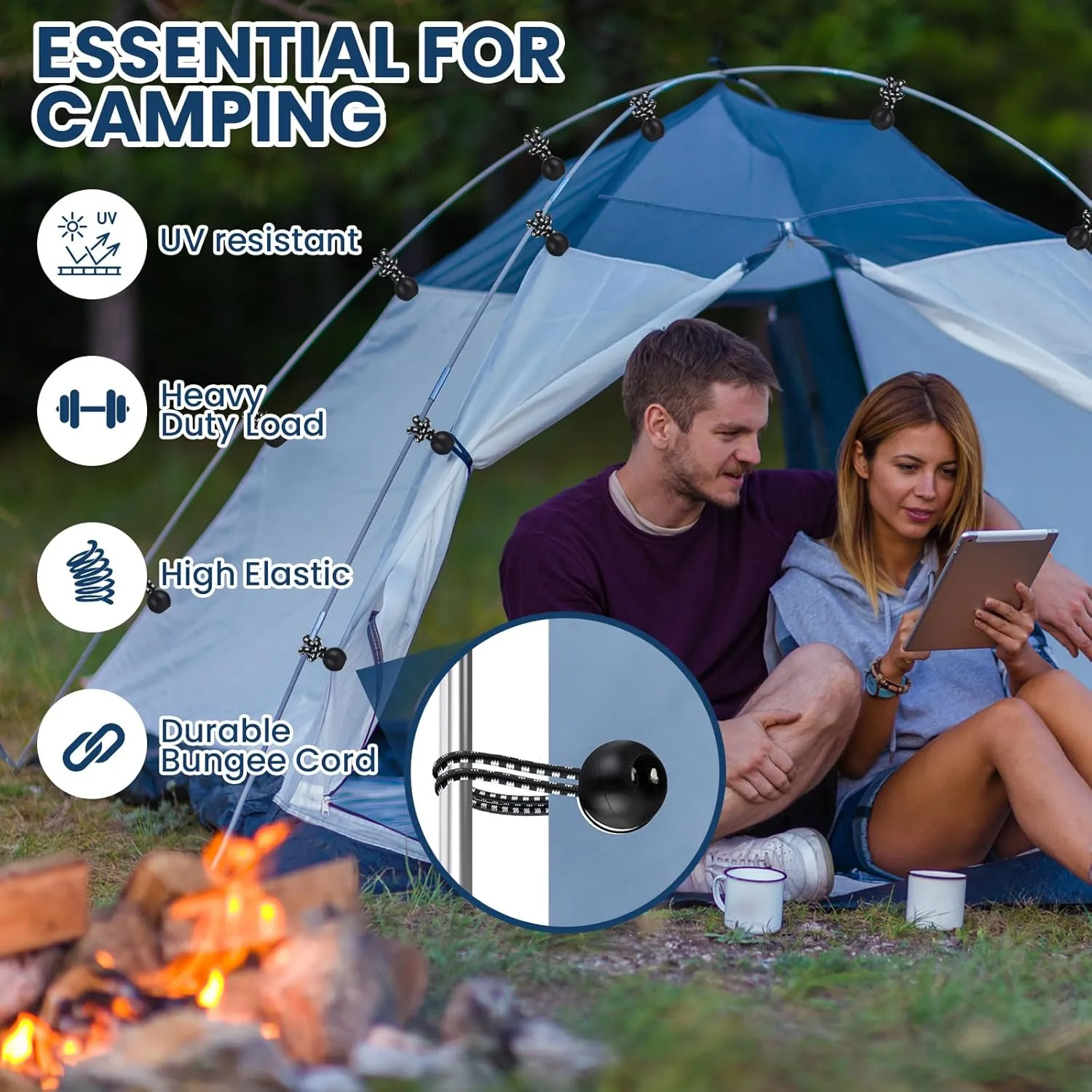 100 Pcs Ball Bungee Cords - 12 Inch Bulk Bungee Balls - Heavy Duty Outdoor/Indoor for Shelter, Camping, Canopy, Cargo Tents, Poles (Black and White)