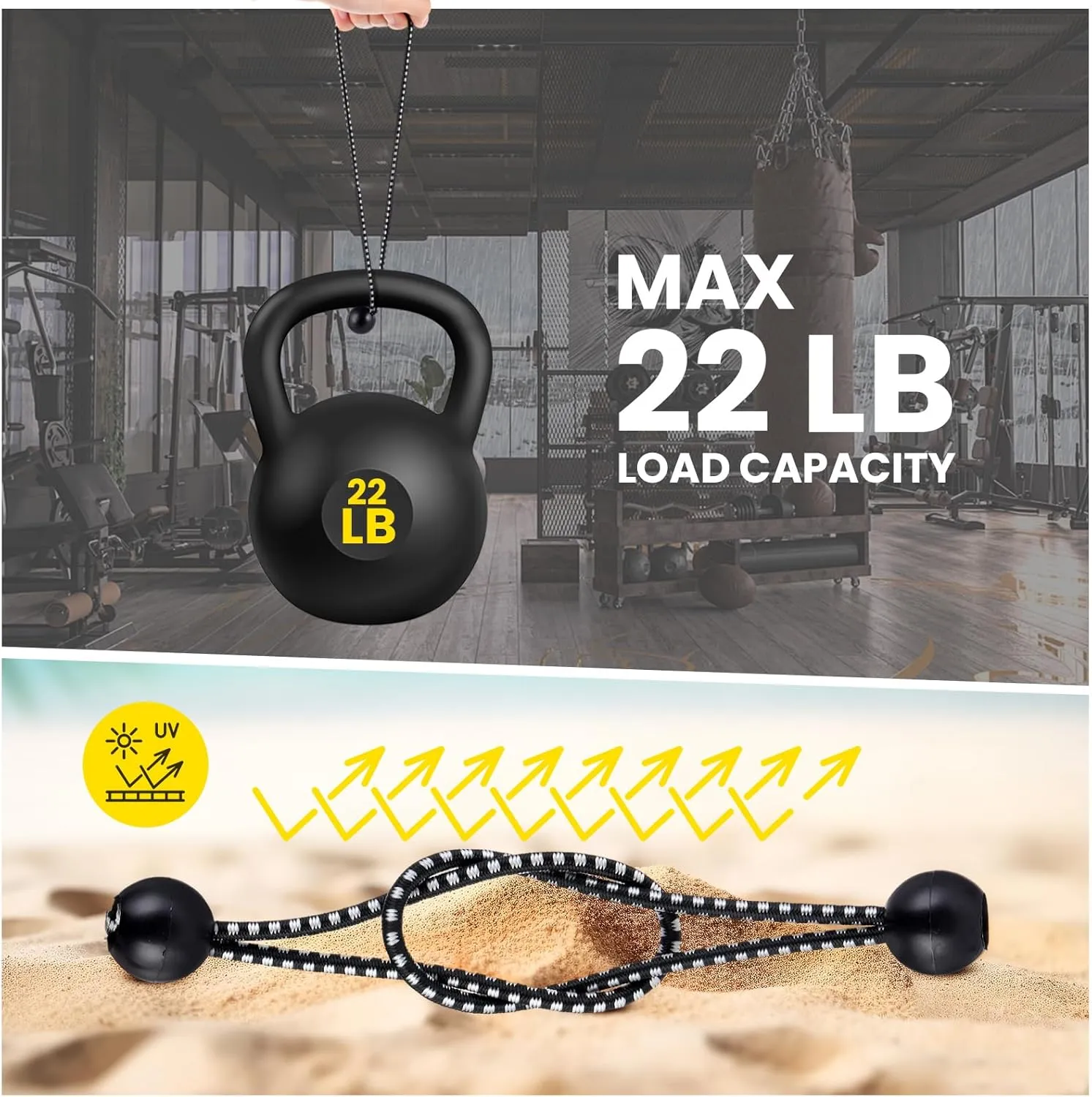 100 Pcs Ball Bungee Cords - 12 Inch Bulk Bungee Balls - Heavy Duty Outdoor/Indoor for Shelter, Camping, Canopy, Cargo Tents, Poles (Black and White)