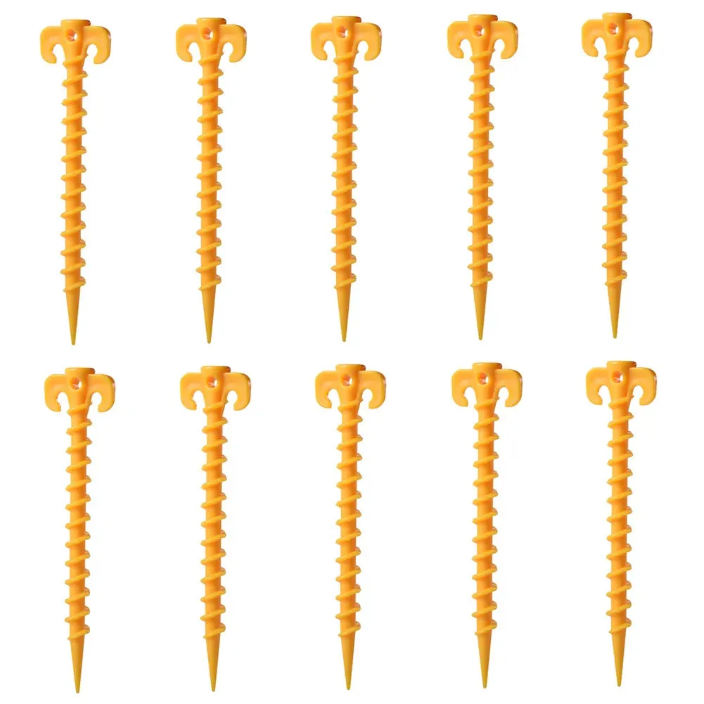 10pcs Screw Anchor Stakes Ground Nail Outdoor Camping Tent Pegs Ground Nails Hiking Tent Stakes Pins Windproof Tent Accessories