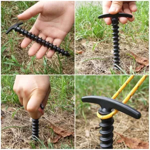10pcs Screw Anchor Stakes Ground Nail Outdoor Camping Tent Pegs Ground Nails Hiking Tent Stakes Pins Windproof Tent Accessories