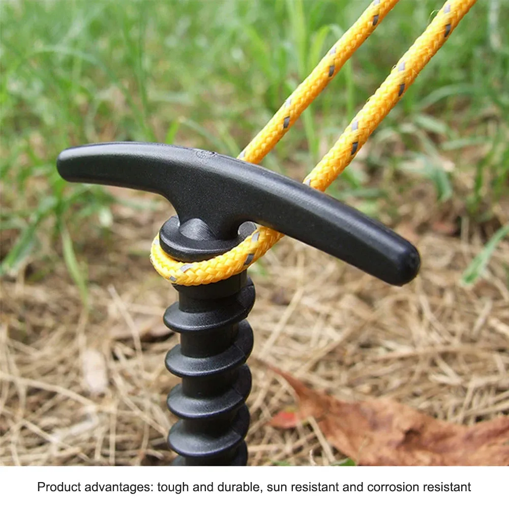 10pcs Screw Anchor Stakes Ground Nail Outdoor Camping Tent Pegs Ground Nails Hiking Tent Stakes Pins Windproof Tent Accessories