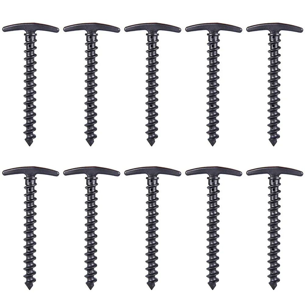 10pcs Screw Anchor Stakes Ground Nail Outdoor Camping Tent Pegs Ground Nails Hiking Tent Stakes Pins Windproof Tent Accessories