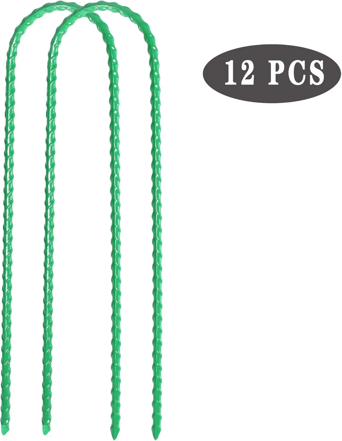 10"x2" Trampolines Wind Stakes Green Heavy Duty U Shape Steel Garden Stakes Ground Anchors with Sharp End for Camping Tent, Garden Staples, Trampoline Pins (12)