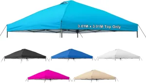10x10 Canopy Replacement Top Cover,Pop Up Canopy Tent Top with Air Vent Ropes, Waterproof Sunshade Silver Coated Oxford Cloth for Outdoor Garden Patio Picnic Camping(Top Only,301 * 301cm)