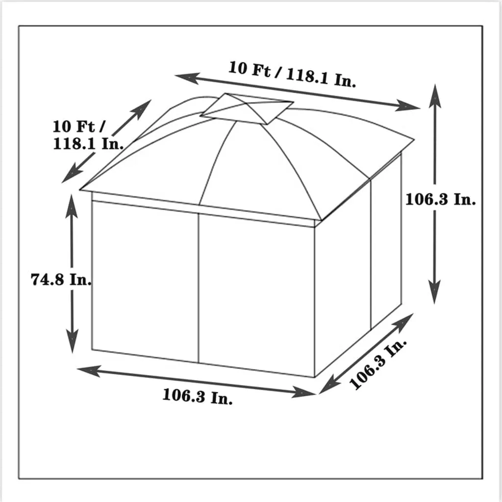 10x10 Ft Outdoor Patio Garden Gazebo Canopy, Outdoor Shading, Gazebo Tent with Curtains