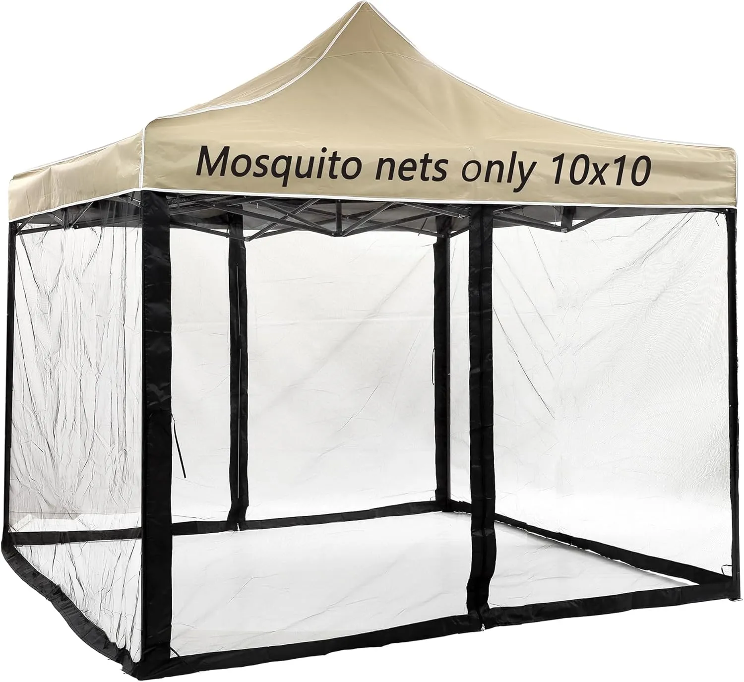 10x10 Gazebo Replacement Mosquito Netting for Pop-Up Canopy Tent, Sidewall Screen with Zipper Universal Black
