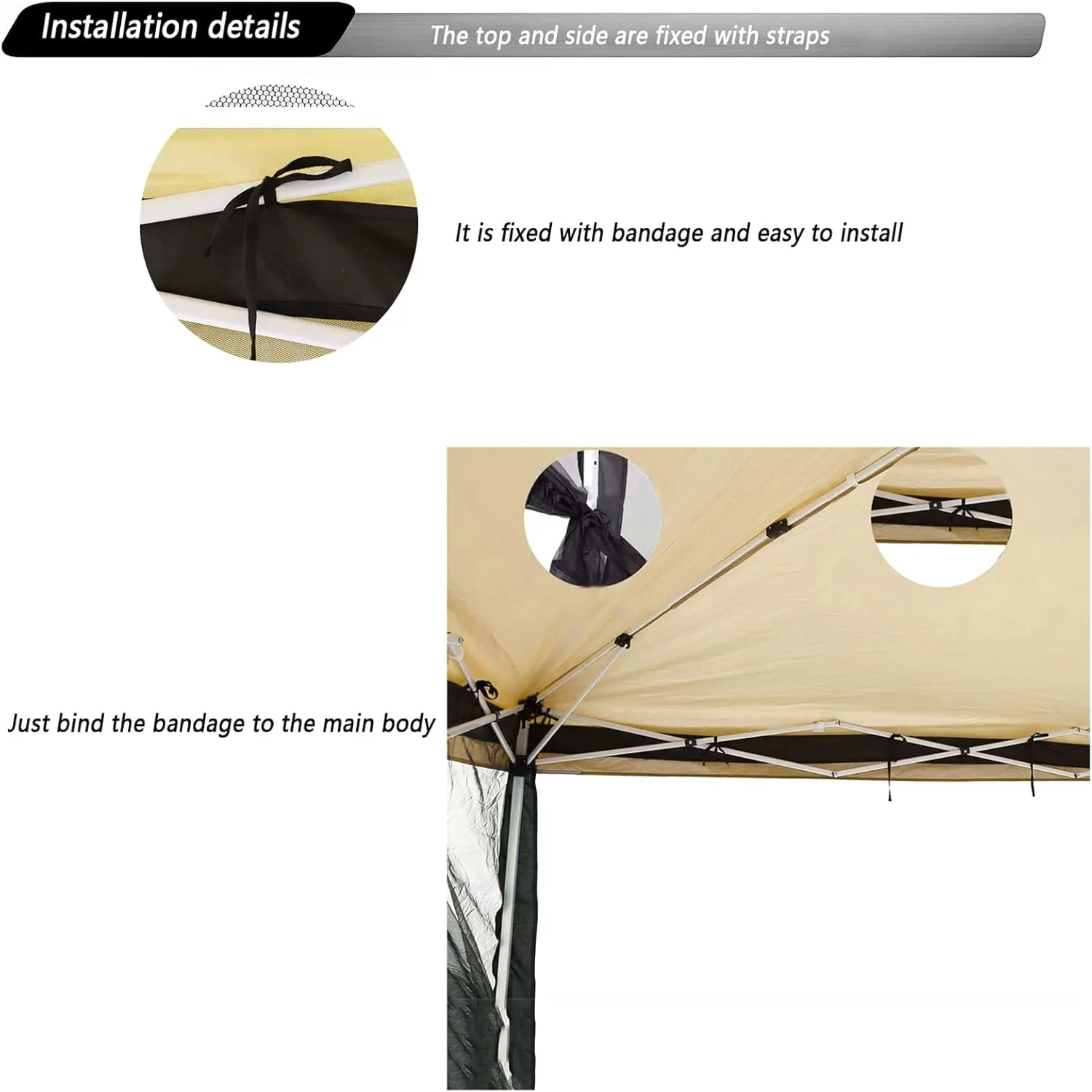 10x10 Gazebo Replacement Mosquito Netting for Pop-Up Canopy Tent, Sidewall Screen with Zipper Universal Black