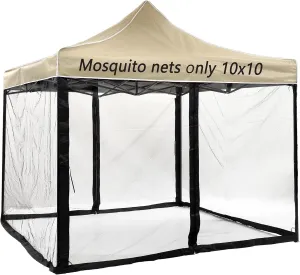 10x10 Gazebo Replacement Mosquito Netting for Pop-Up Canopy Tent, Sidewall Screen with Zipper Universal Black
