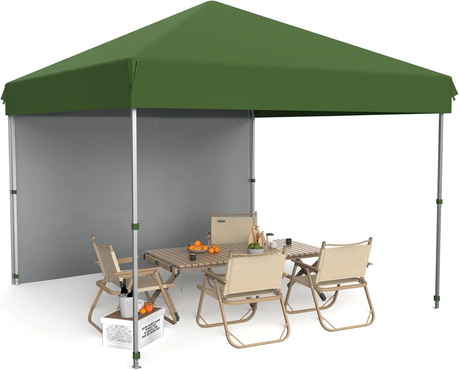 10x10 Pop Up Canopy Tent Outdoor Canopy with 1 Removable Sidewall One-Person Set Up Heavy Duty Commercial Instant Tent Shelter-Green