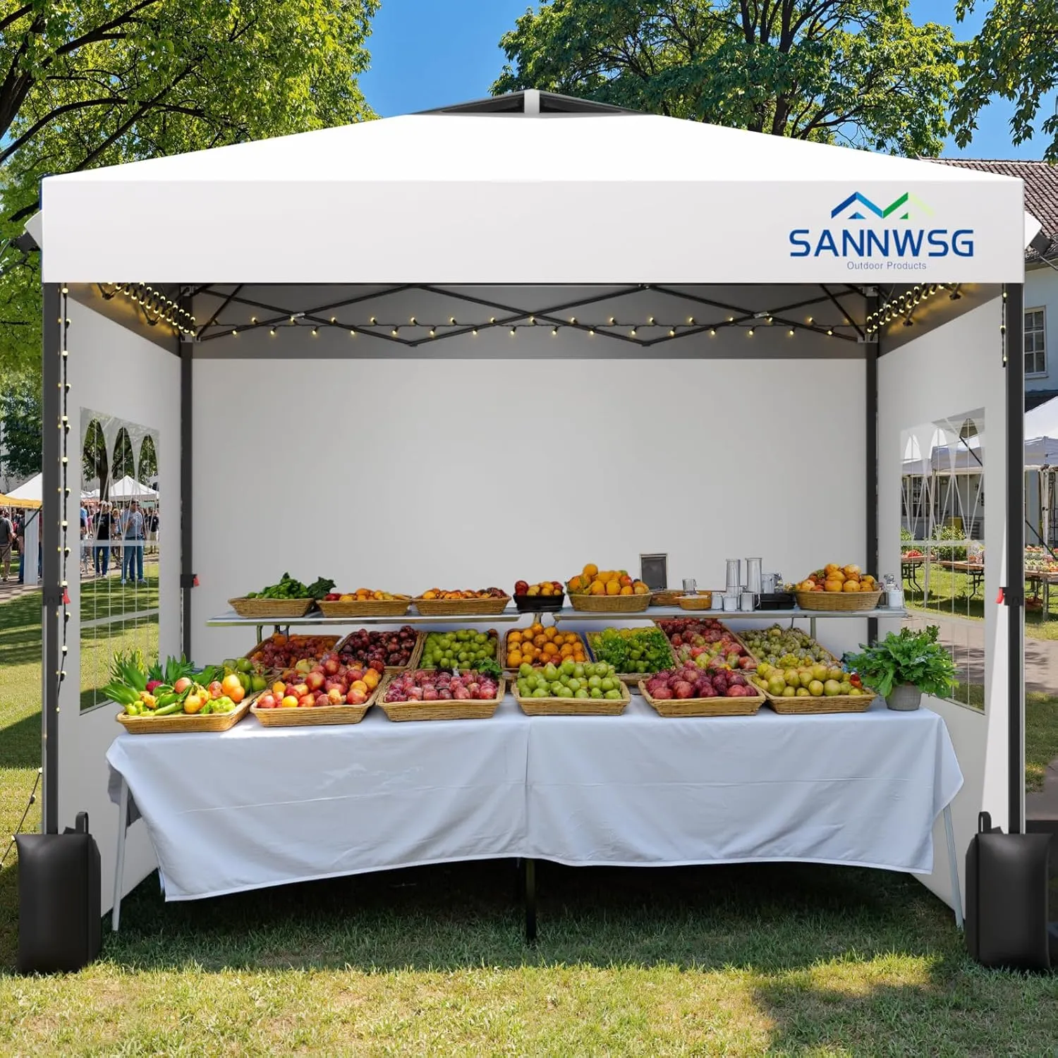 10X10 Pop Up Canopy Tent with 3 Sidewalls,Easy Up Canopy,Commercial Instant Shelter,Heavy Duty One Person Set Up Event Tent,White
