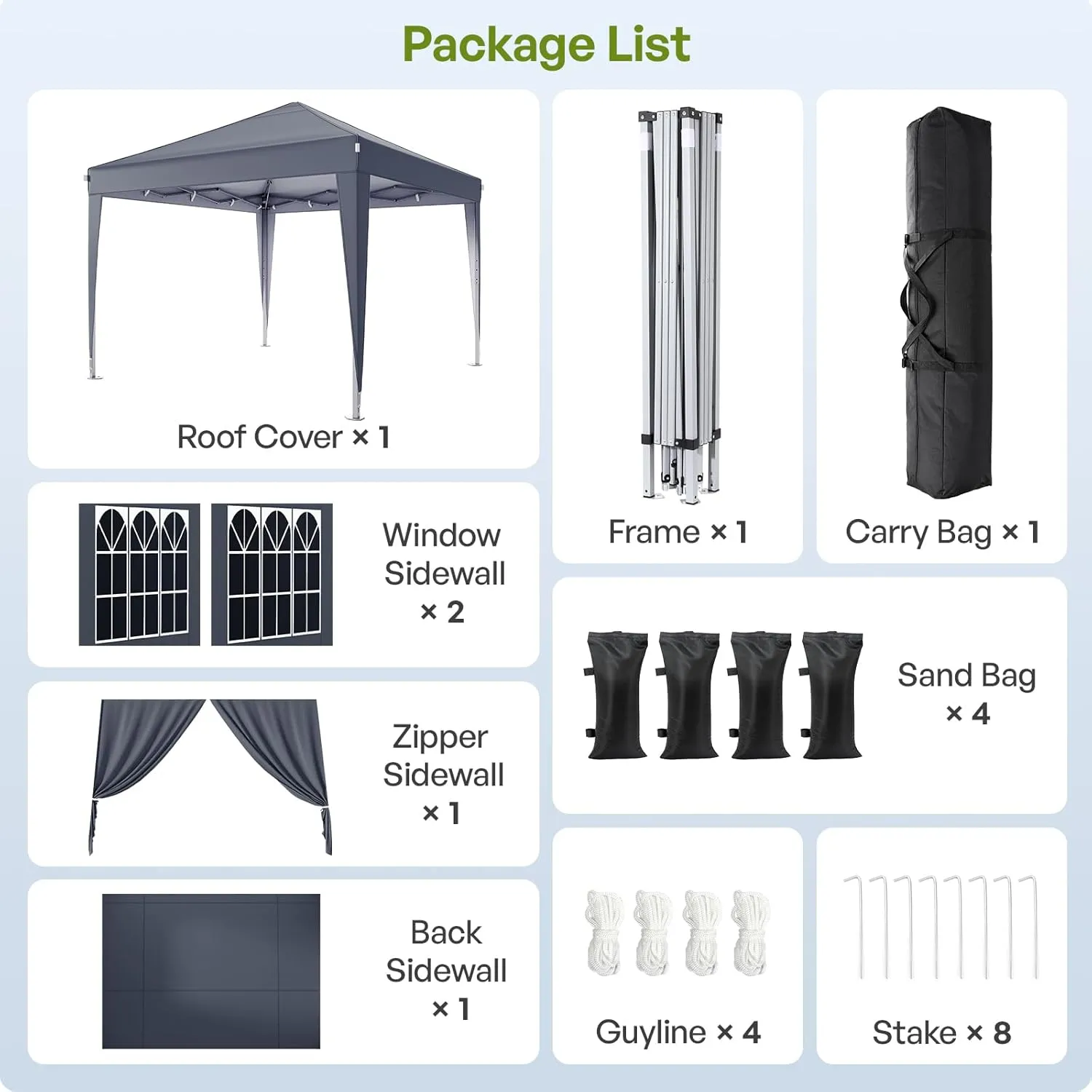 10x10 Pop Up Canopy with Sidewalls, Outdoor Instant Canopy Tent with Carry Bag for Commercial Events, Camping, Backyard Parties - Dark Grey