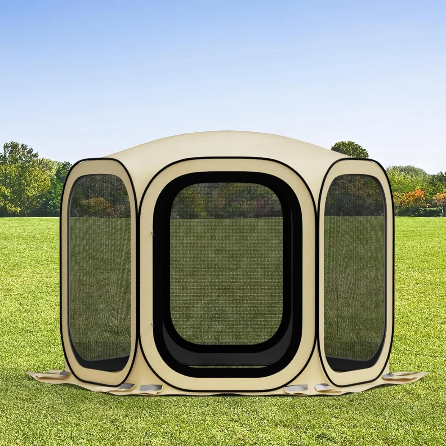10x10 Pop-up Screen House Tent,Portable Screen Room for Outdoor with Storage Bag,Pop up Gazebo with Mosquito Netting,Screened in Canopy for Camping with 2 Zipper Entrances for Traile/Deck/Wading Pool