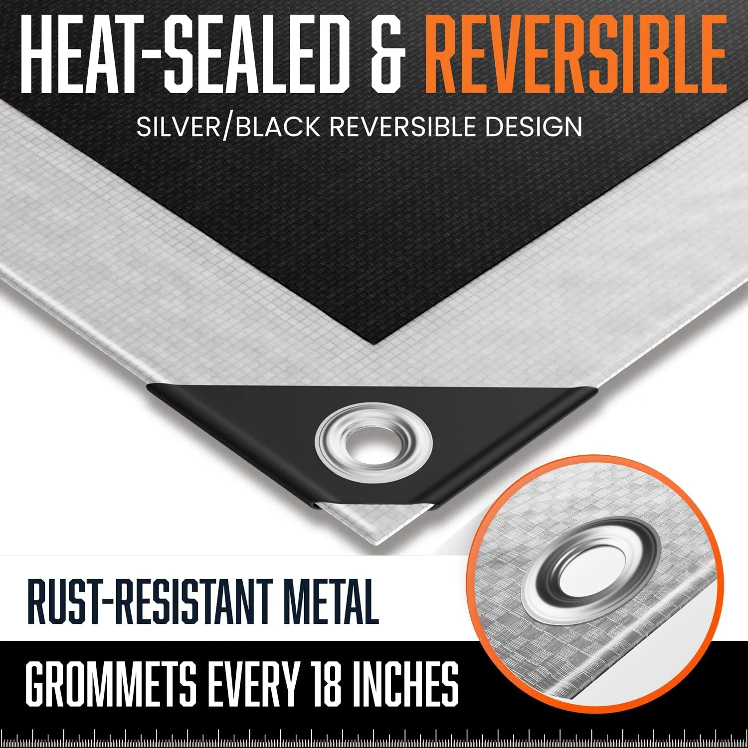 10x12 Ultra Heavy Duty Tarp, Extra Thick 16 Mil, UV Resistant, Grommets Every 18 Inches - Waterproof Plastic Poly Tarpaulin - (Reversible, Silver and Black) (10' x 12' Feet)
