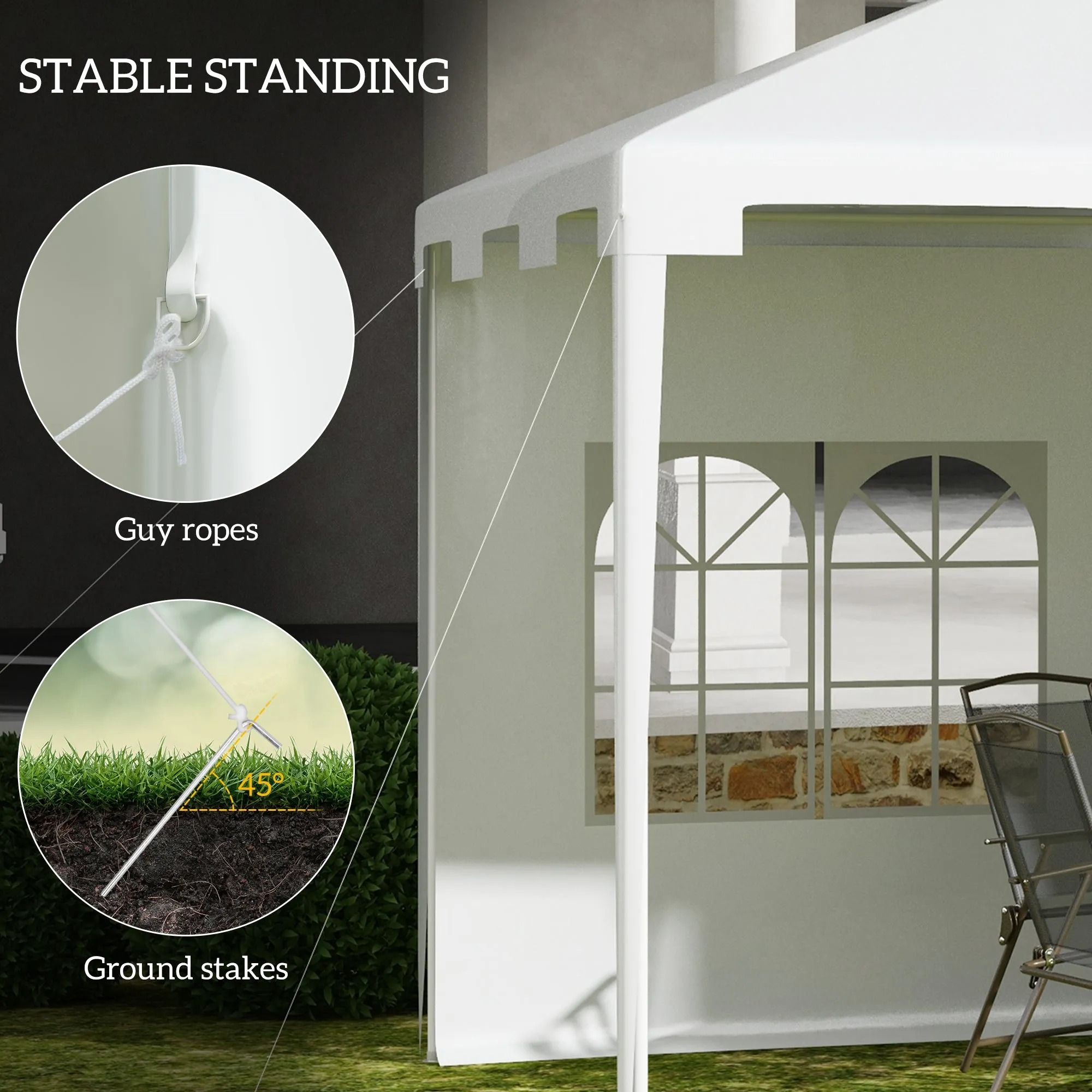 10x13ft Outdoor Gazebo Canopy, Garden Party Tent Patio, Sun Shade Shelter Wedding Tent with Mesh Sidewalls and 2 Doors, White