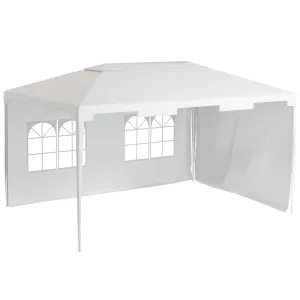 10x13ft Outdoor Gazebo Canopy, Garden Party Tent Patio, Sun Shade Shelter Wedding Tent with Mesh Sidewalls and 2 Doors, White