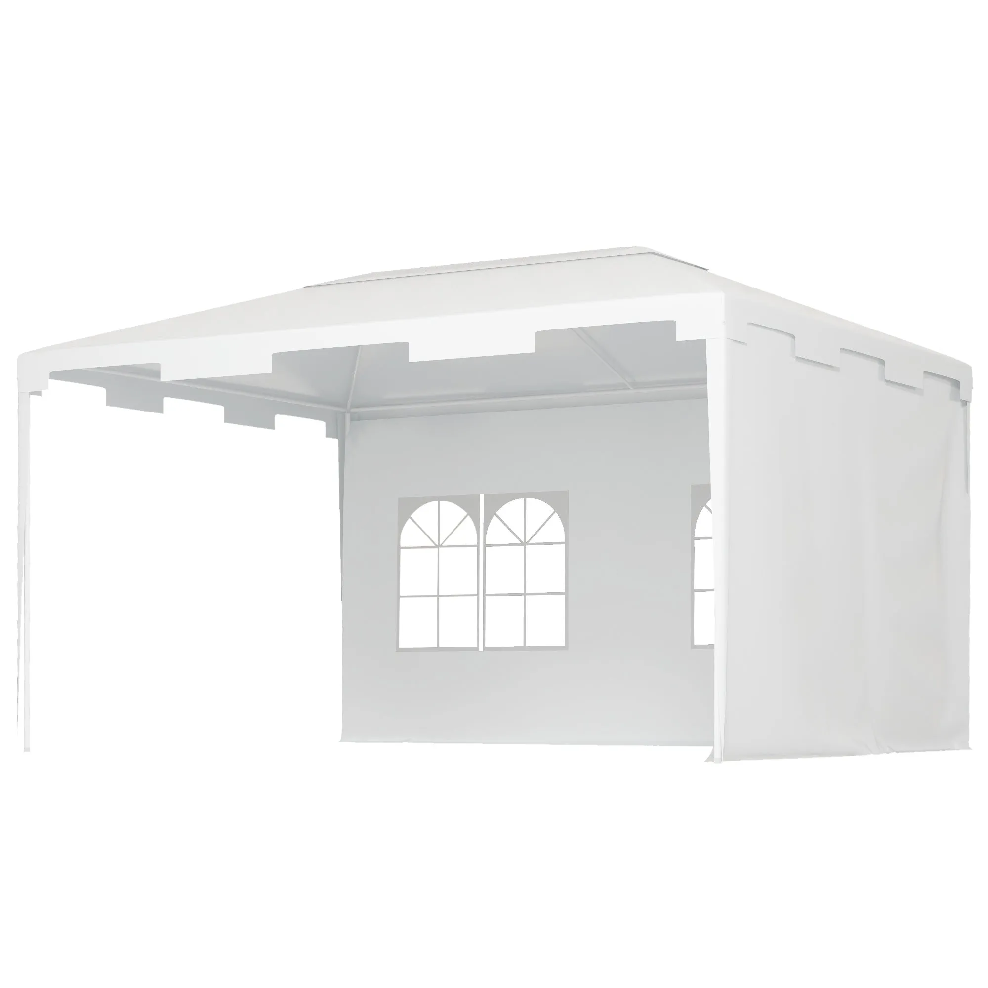10x13ft Outdoor Gazebo Canopy, Garden Party Tent Patio, Sun Shade Shelter Wedding Tent with Mesh Sidewalls and 2 Doors, White