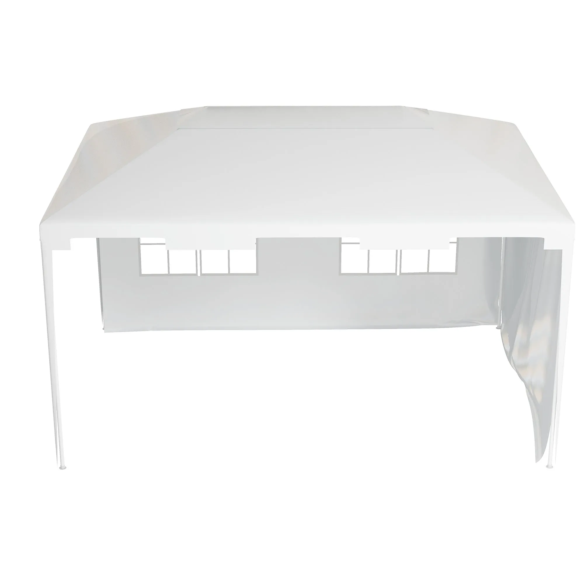 10x13ft Outdoor Gazebo Canopy, Garden Party Tent Patio, Sun Shade Shelter Wedding Tent with Mesh Sidewalls and 2 Doors, White