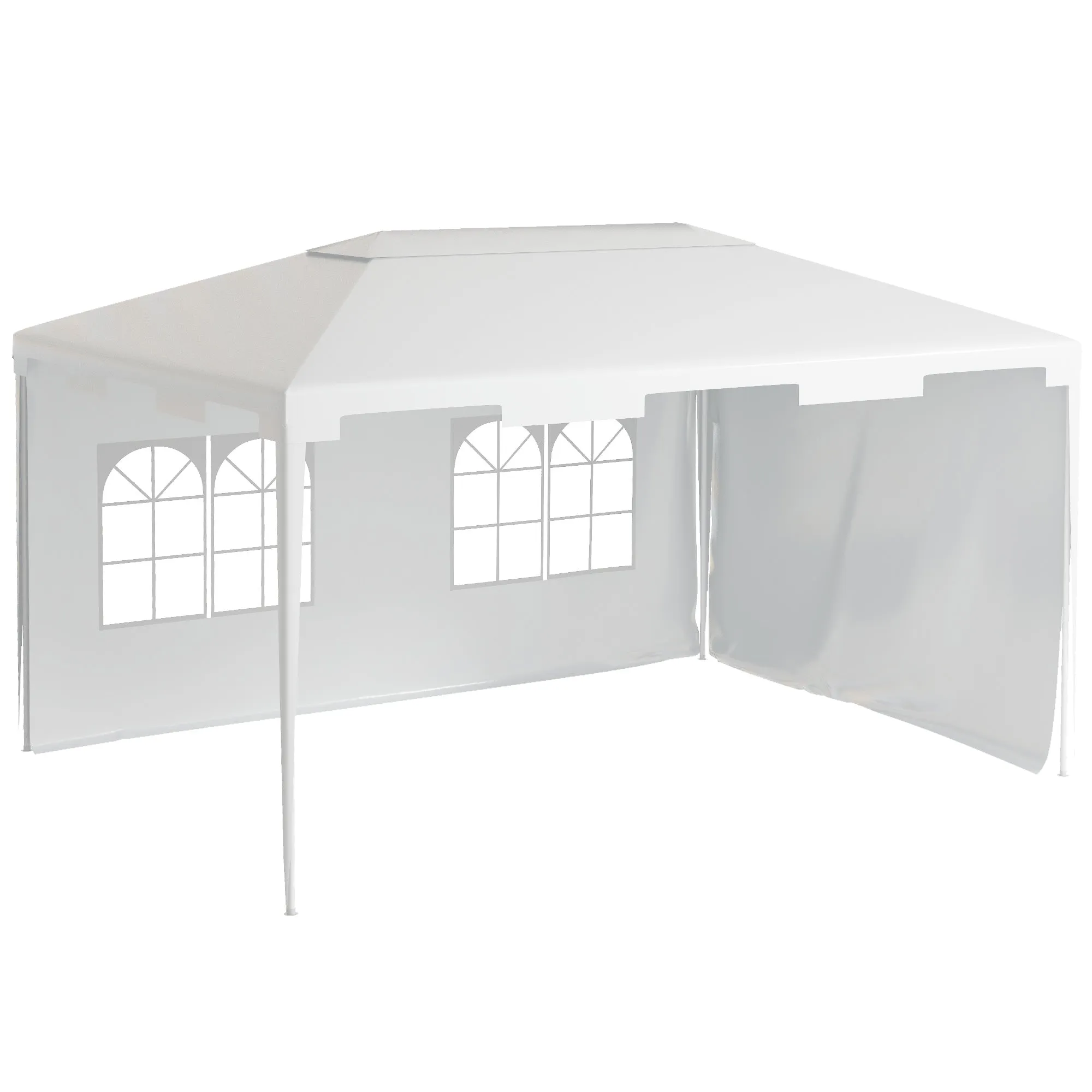 10x13ft Outdoor Gazebo Canopy, Garden Party Tent Patio, Sun Shade Shelter Wedding Tent with Mesh Sidewalls and 2 Doors, White