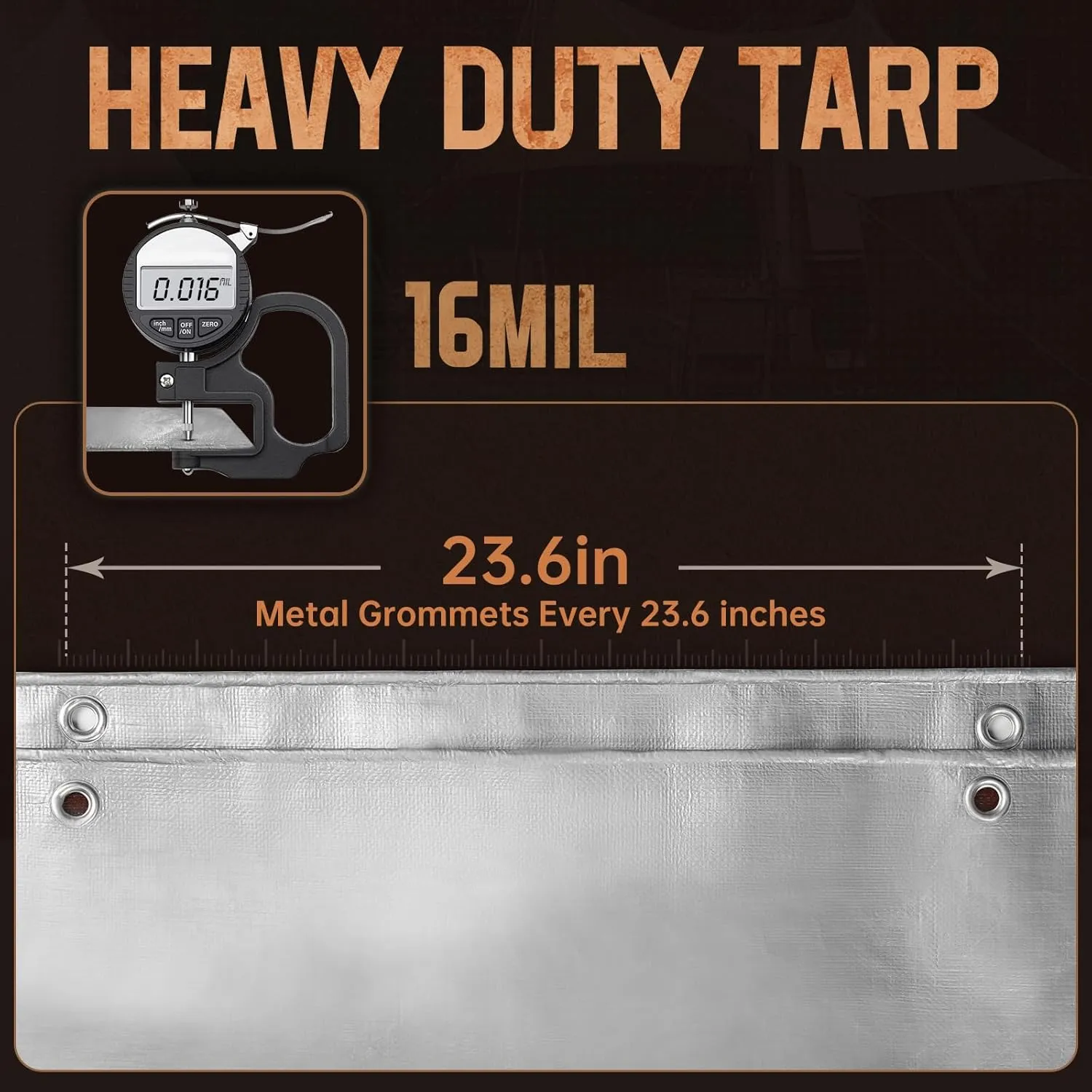 10x20 FT Tarp Waterproof, 16 Mil Tarps Heavy Duty Waterproof Multipurpose Protective Cover UV Resistant Rip & Tear Resistant Waterproof with Grommets Reversible for Home Boats Cars Camping