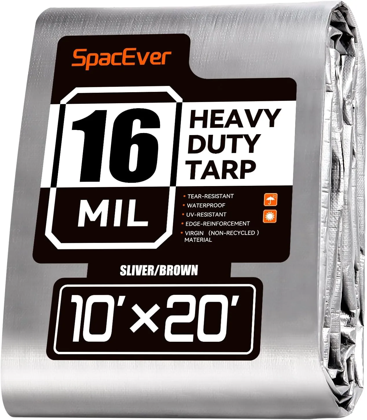 10x20 FT Tarp Waterproof, 16 Mil Tarps Heavy Duty Waterproof Multipurpose Protective Cover UV Resistant Rip & Tear Resistant Waterproof with Grommets Reversible for Home Boats Cars Camping