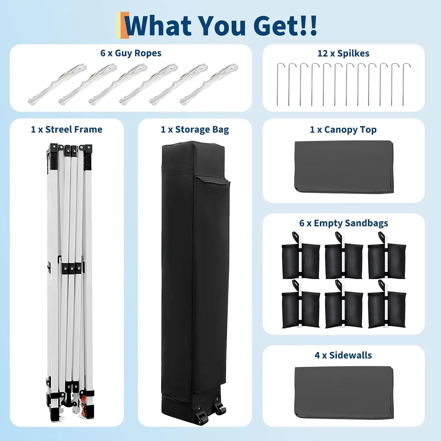 10x20 Pop Up Canopy with 4 Sidewalls - Heavy Duty Outdoor Canopy Tent with Portable Roller Bag - 3 Adjustable Height, 4 Weight Bags, 8 Stakes & 6 Guy Ropes Included, Grey