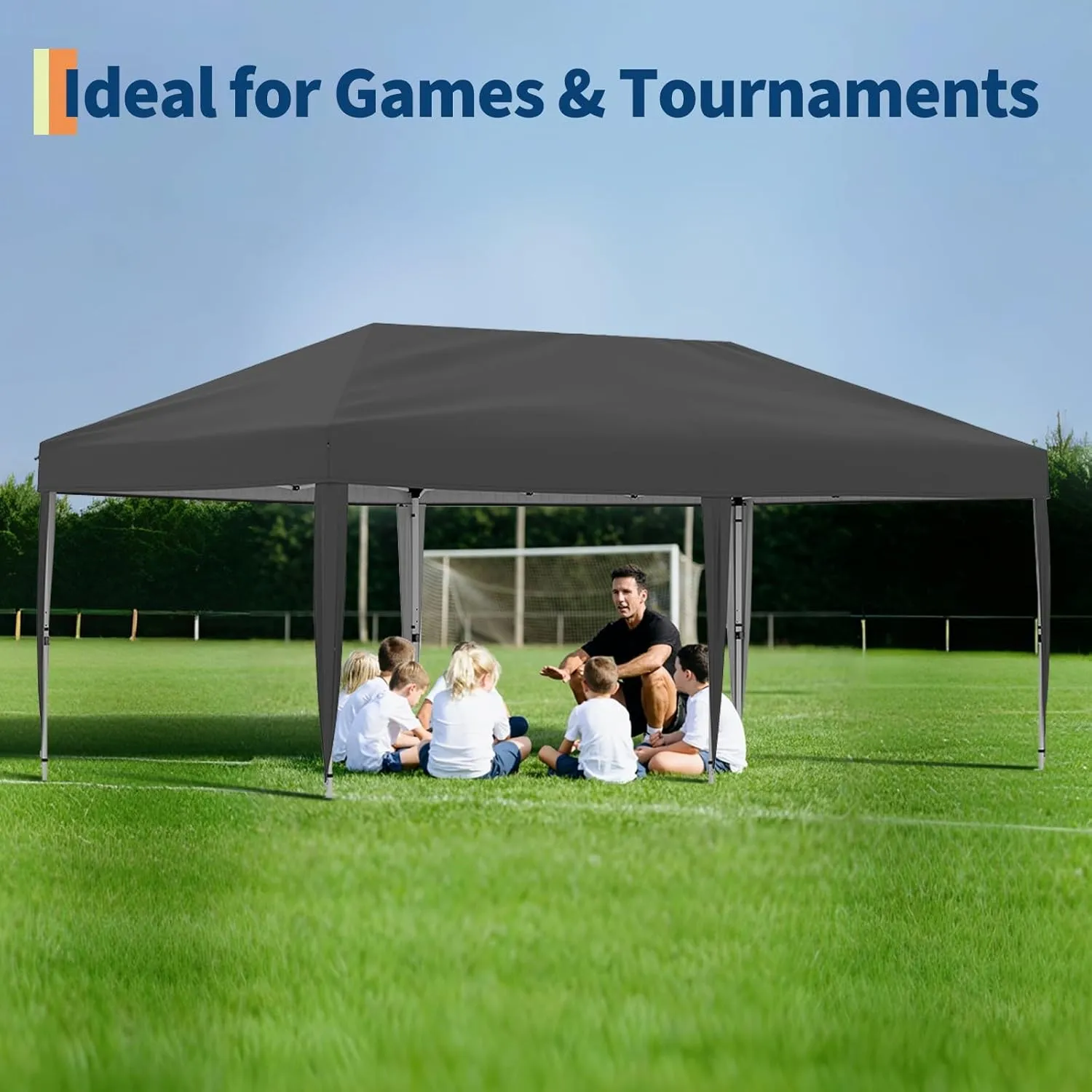 10x20 Pop Up Canopy with 4 Sidewalls - Heavy Duty Outdoor Canopy Tent with Portable Roller Bag - 3 Adjustable Height, 4 Weight Bags, 8 Stakes & 6 Guy Ropes Included, Grey