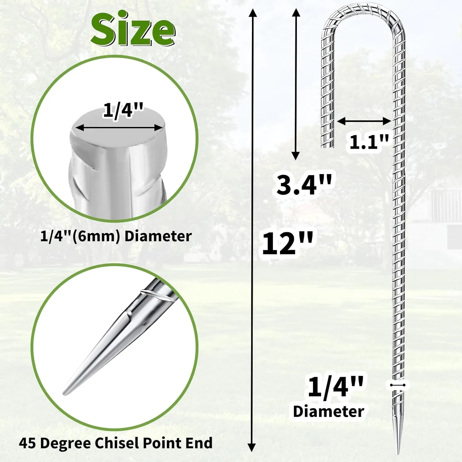 12 inch Fence Stakes Heavy Duty 50-Pack J Hook Rebar Ground Stakes Anchor Galvanized Tent Stakes for Outdoor Decorations Inflatables Metal Stakes for Wire Fencing