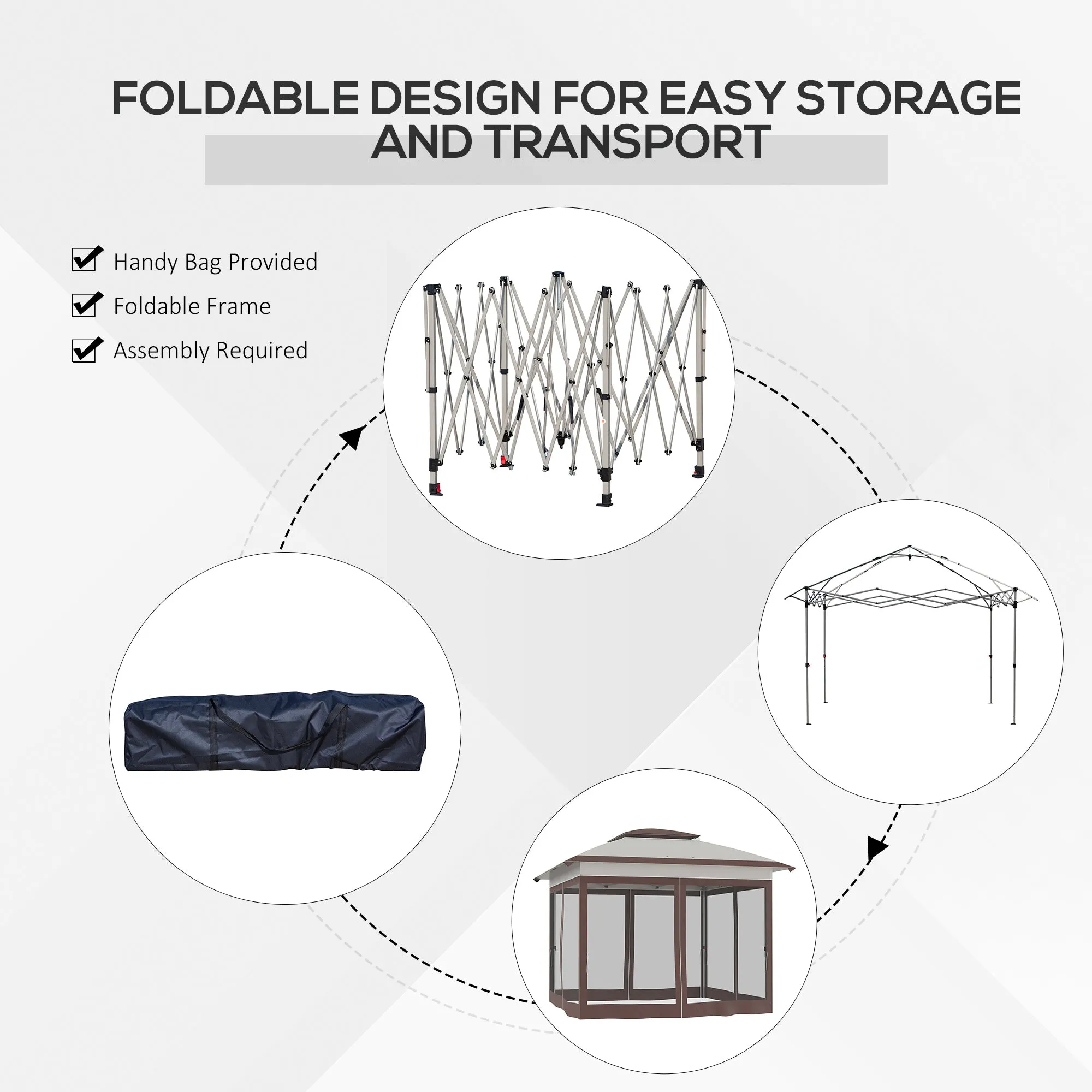 12' x 12' Pop-Up Canopy Tent with Netting & Carry Bag, Instant Shelter, Beige & Brown