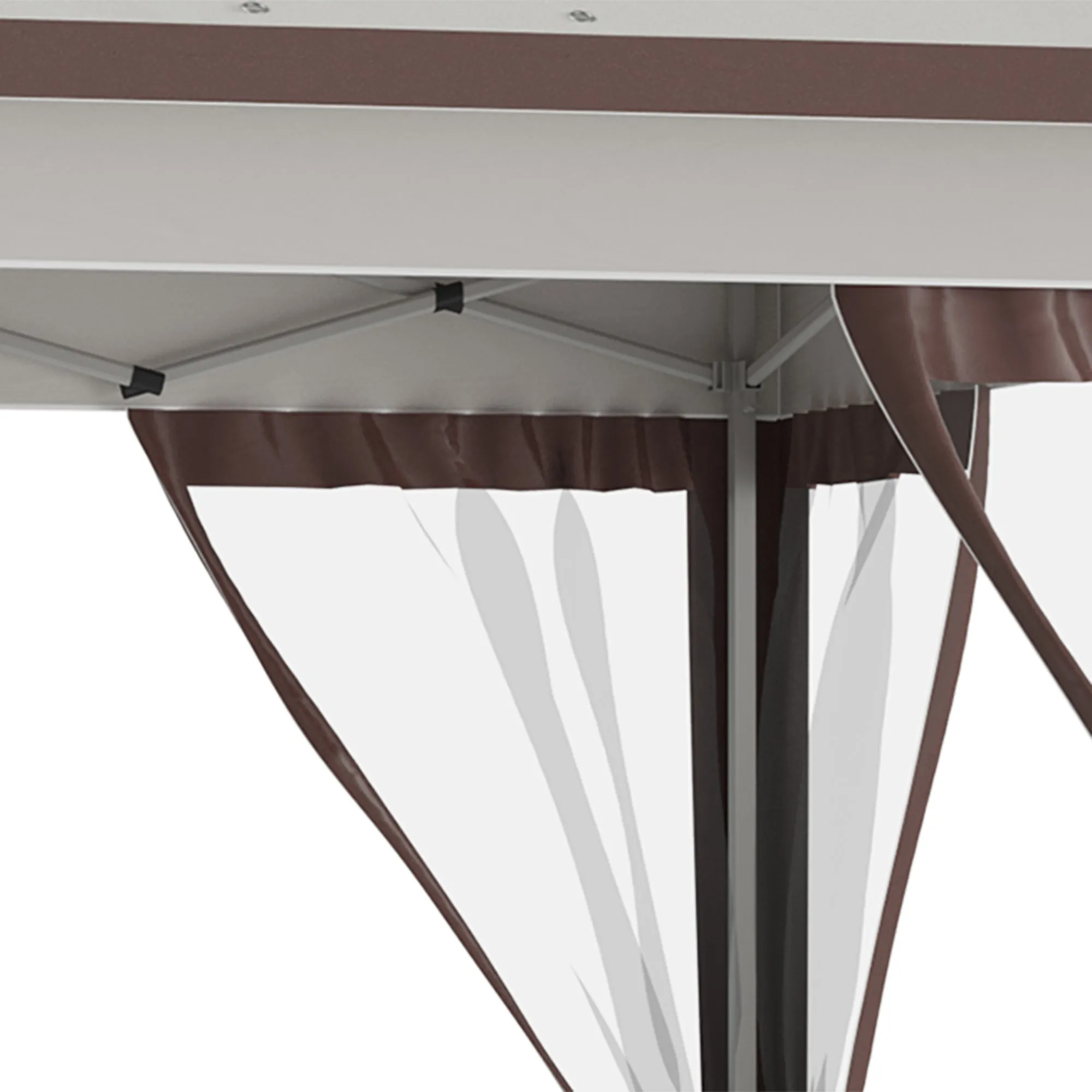 12' x 12' Pop-Up Canopy Tent with Netting & Carry Bag, Instant Shelter, Beige & Brown