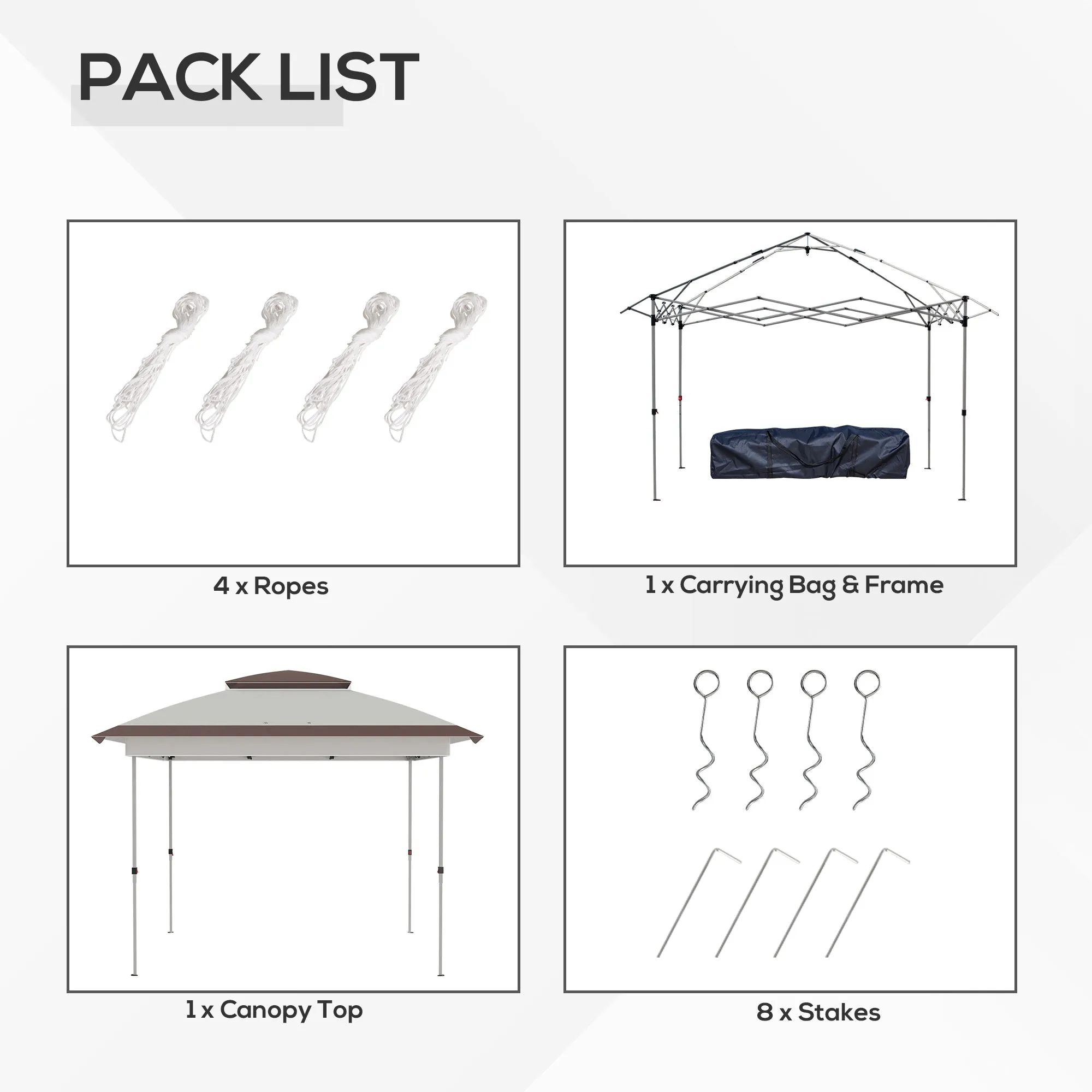 12' x 12' Pop-Up Canopy Tent with Netting & Carry Bag, Instant Shelter, Beige & Brown