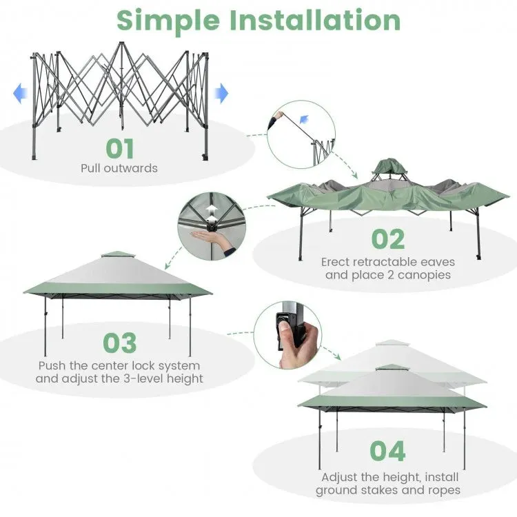 13 x 13 Ft Pop-Up Canopy Tent, Foldable, with Wheeled Travel Bag