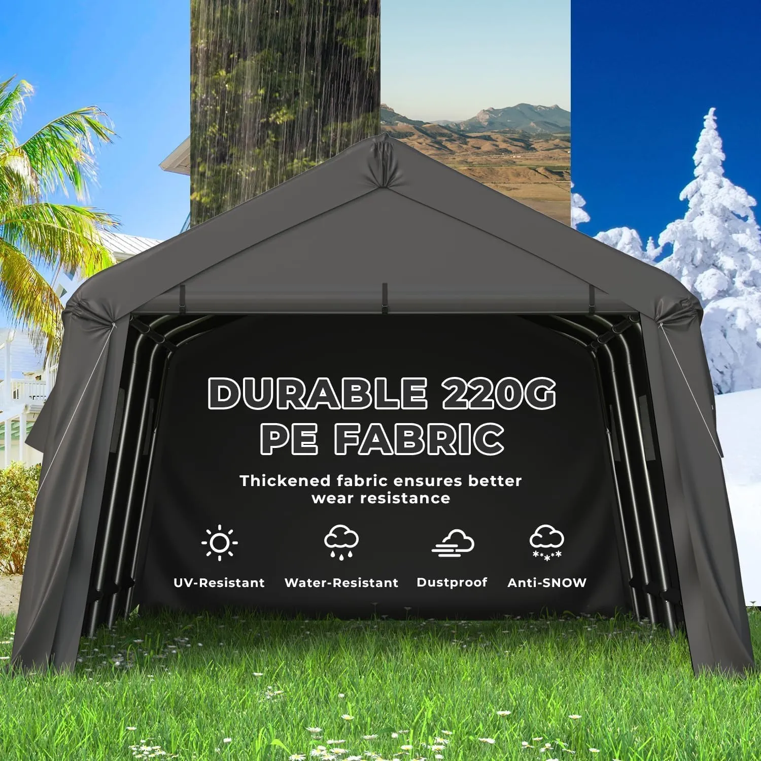 13 x 20 FT Heavy Duty Storage Carport, Portable Garage with All-Steel Metal Frame & Vents, Anti-Snow Car Canopy Outdoor Storage Shelter shed for Car, Truck, Boat