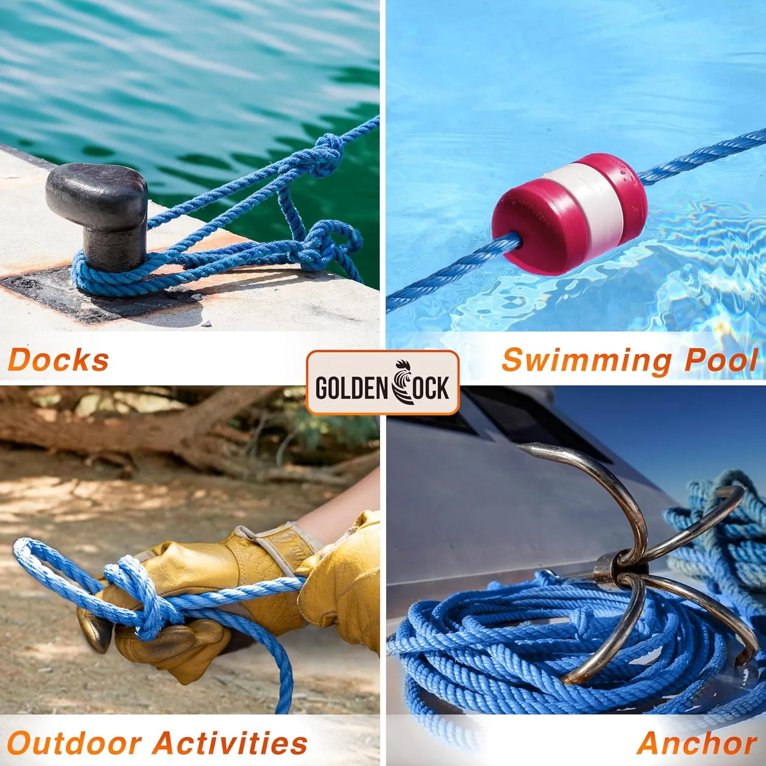 1/4" x 328' (6mm x 100m) Blue Twisted Polypropylene Tarp Rope - Floating Poly Pro Cord - Resistant to Oil, Moisture, Marine Growth and Chemicals - Reduced Slip, Easy Knot, Flexible