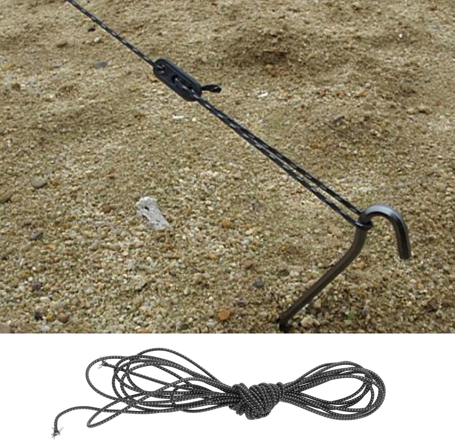 16ft Reflective Camping Tent Rope, Durable Latex Guy Line Paracord for Outdoor Hiking Canopy Shelter
