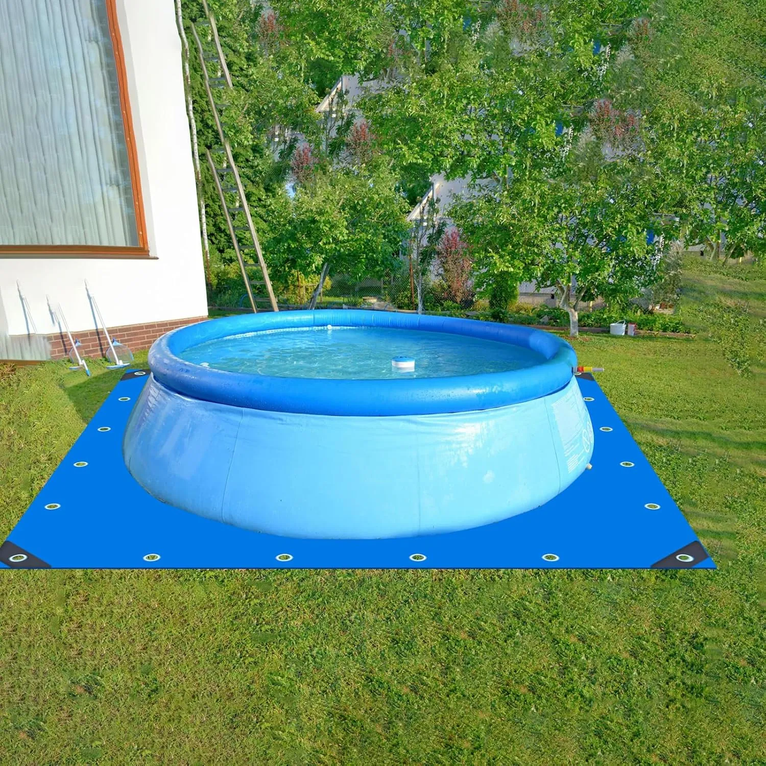 16Ft Square Swimming Pool Ground Cloth, Waterproof Heavy Duty Swimming Pool Liner Pad Ground Cloth Mat for Above Ground Protector Pad Pool Tarp