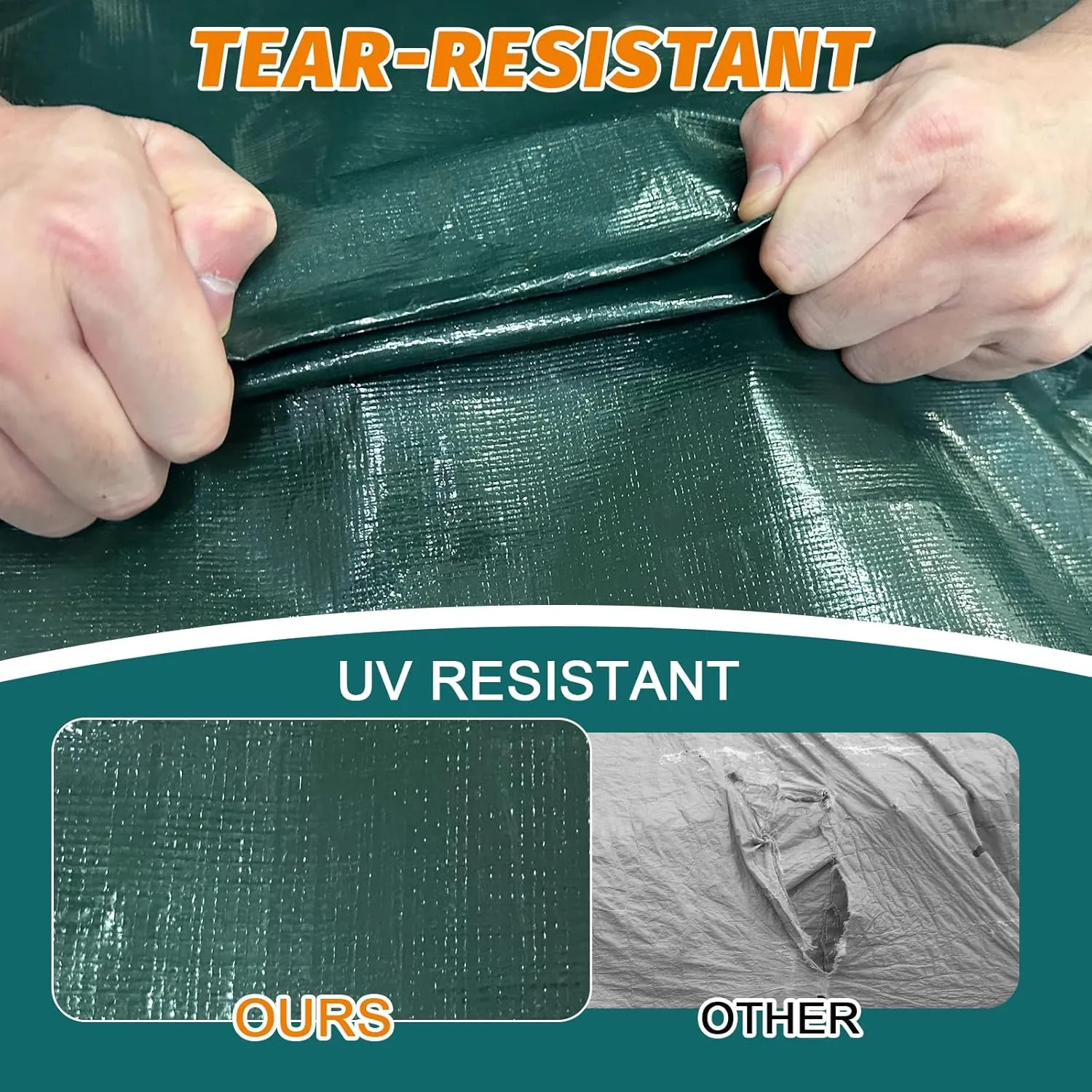 16Mil Finished Size 10x12 Tarp Heavy Duty Waterproof, Large Outdoor Multipurpose Protective Cover (Green/Brown)