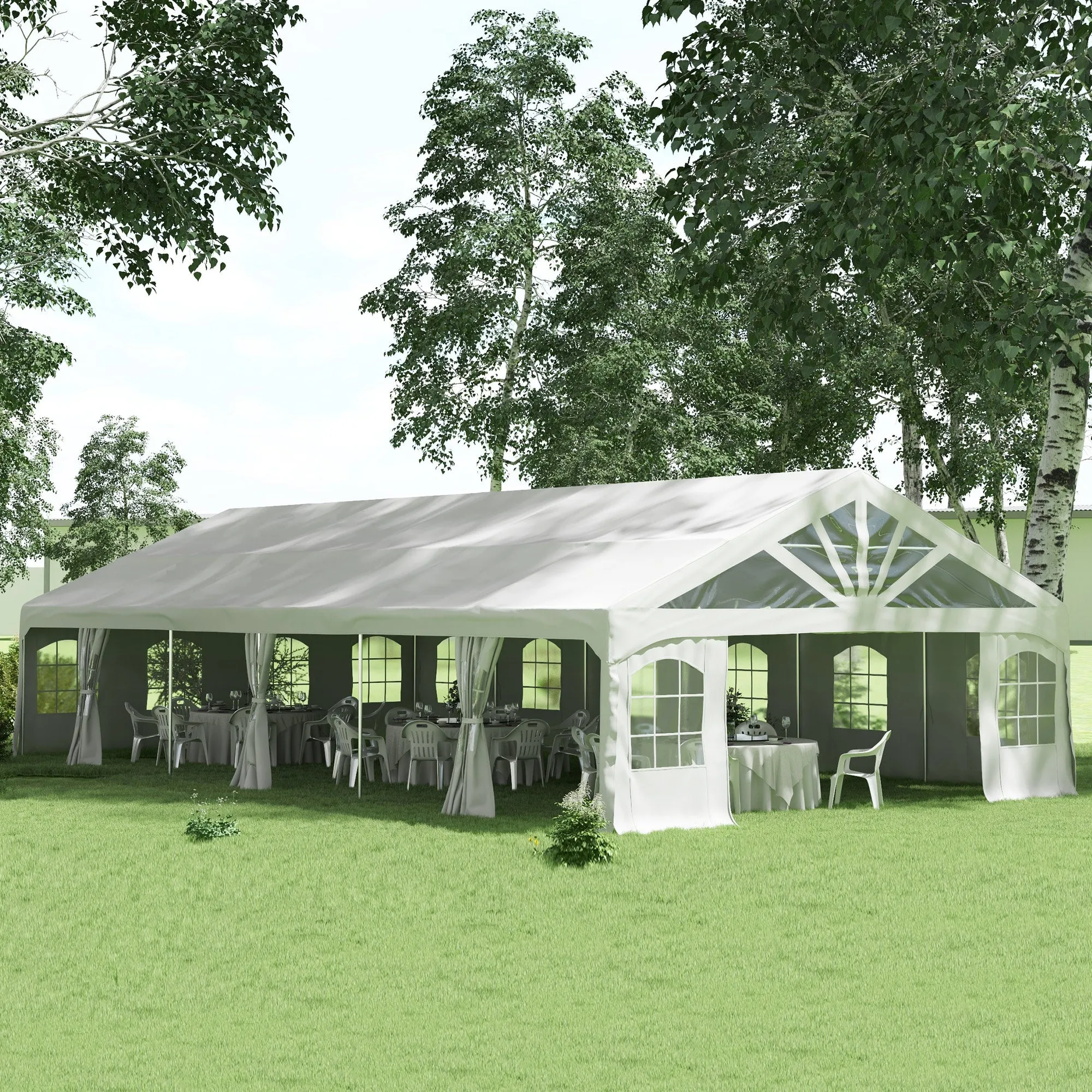 19.5' x 39' Large Sun Shade Canopy Tent for Parties, Weddings, BBQ, White