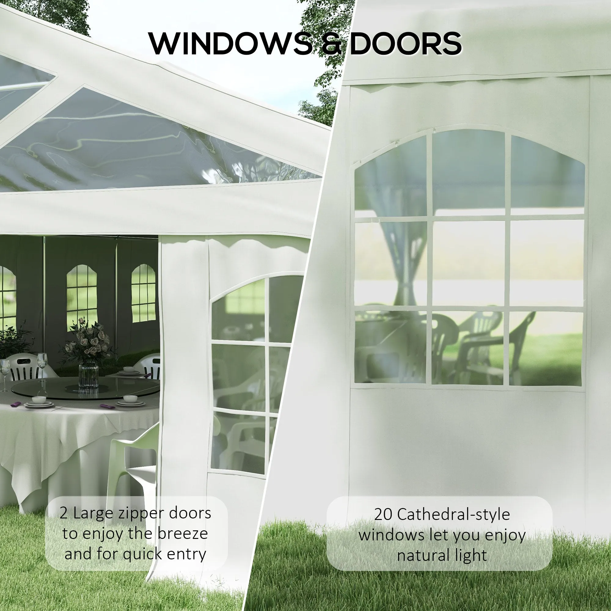 19.5' x 39' Large Sun Shade Canopy Tent for Parties, Weddings, BBQ, White