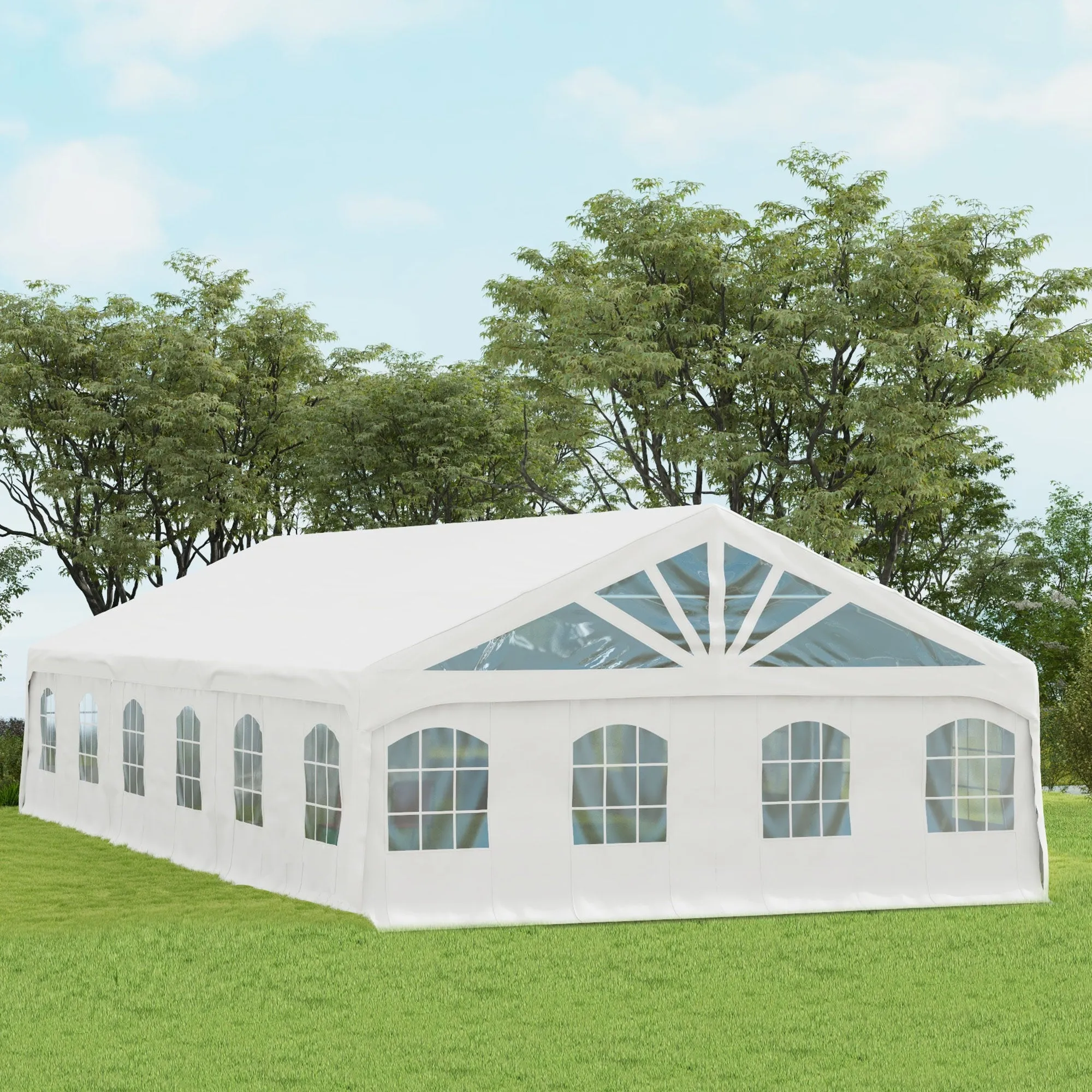 19.5' x 39' Large Sun Shade Canopy Tent for Parties, Weddings, BBQ, White