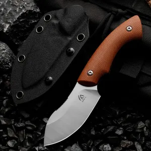 1PC 14C28N steel outdoor knife, fixed blade, can be used for outdoor activities, hiking and trekking, and is a multifunctional tool suitable for various environments. Men's Gift (Brown stem)