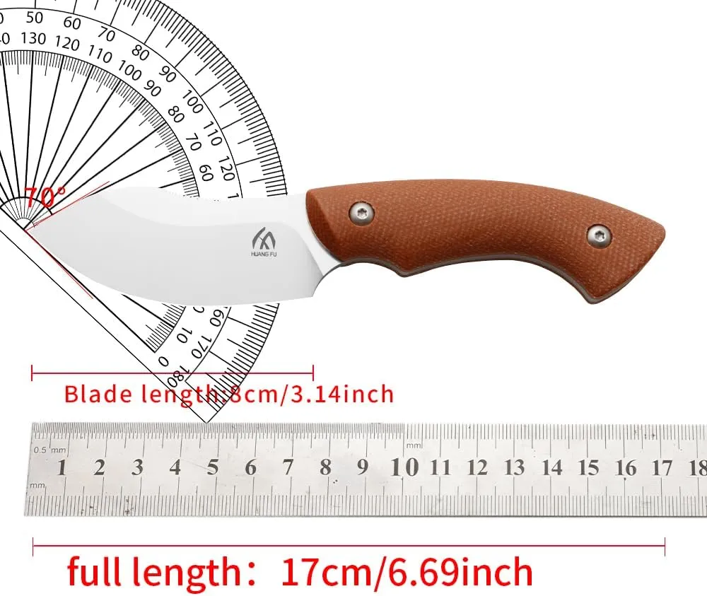 1PC 14C28N steel outdoor knife, fixed blade, can be used for outdoor activities, hiking and trekking, and is a multifunctional tool suitable for various environments. Men's Gift (Brown stem)