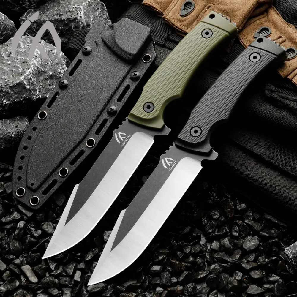 1PC 440C steel outdoor knife, fixed blade, can be used for outdoor activities, hiking and trekking, and is a multifunctional tool suitable for various environments. Men's Gift (green)