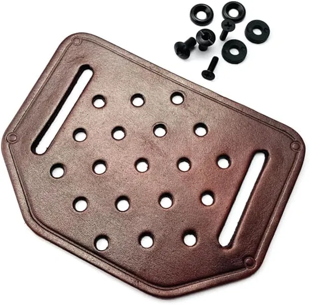 1PC Leather Back Hanging Plate with 2 Sets Screws Fit for Knife Sheath, Multifunctional Knife Case Back Plate(Brown)